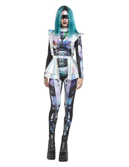 Déguisement Extraterrestre Métallique, Femme, Multi (Justaucorps et harnais métallique)