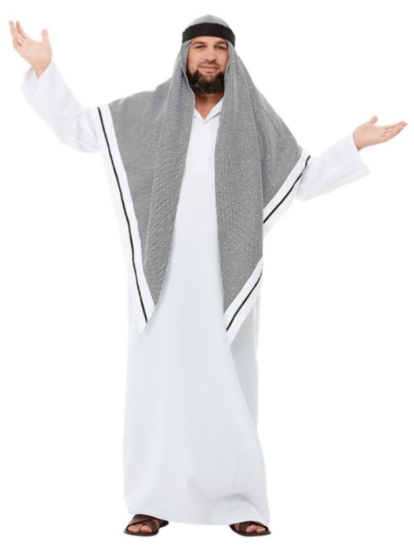 Déguisement de cheikh de luxe, Blanc, avec robe et coiffe