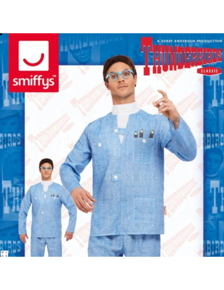 Déguisement Brains Thunderbirds, Bleu (Veste, pantalon, perruque et lunettes)
