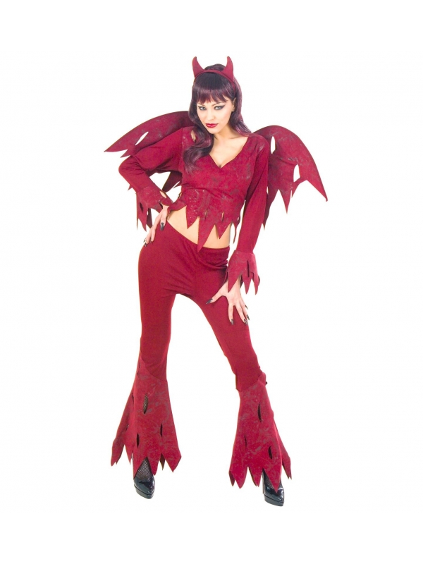 Déguisement Diable rouge Femme (haut, pantalon, ailes et cornes)