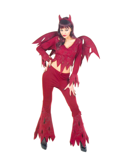 Déguisement Diable rouge Femme (haut, pantalon, ailes et cornes)