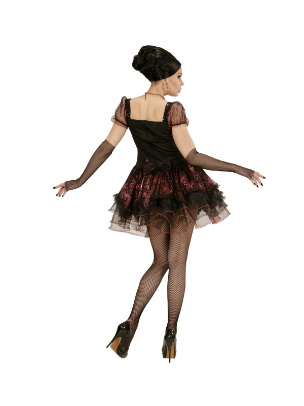 Déguisement Vampire Femme rouge et noir (robe, mitaines)