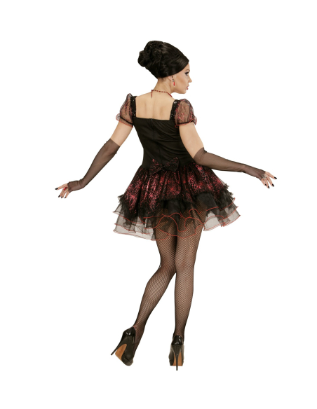 Déguisement Vampire Femme rouge et noir (robe, mitaines)