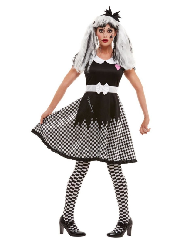 Costume de poupée cassée, Noir et blanc