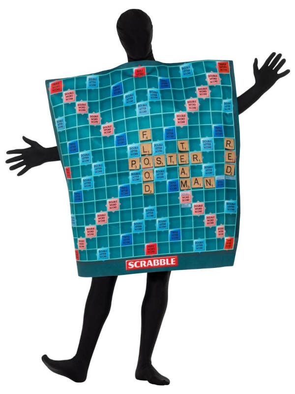 Déguisement Scrabble Adulte (combinaison, tabard et lettres interchangeables)