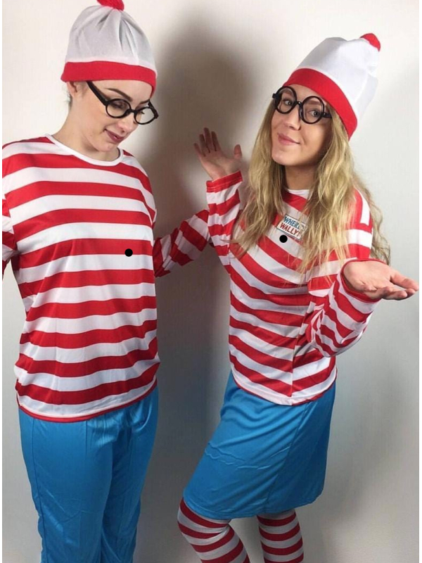 Déguisement femme Où est Charlie ? (haut, jupe, lunettes, collant et bonnet)