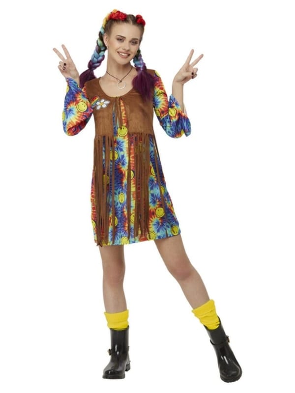 Robe Émoticône Hippy, Multicolore, Robe et gilet à franges