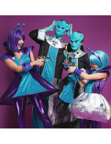 Déguisement d'Extra-Terrestre bleu, fille (robe et masque)