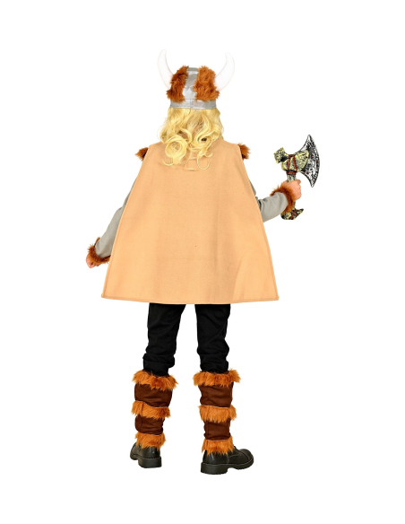 Déguisement Viking Enfant (Tunique avec ceinture et manteau, jambières et casque)