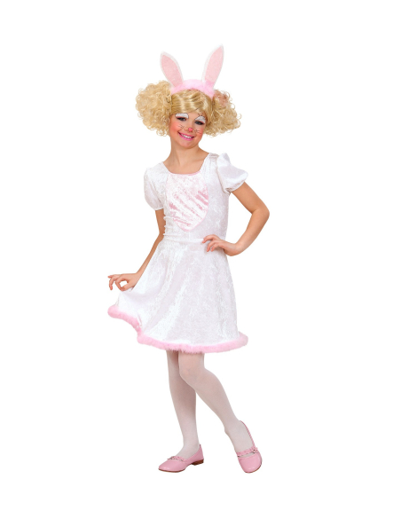 Déguisement lapine blanc (robe avec queue et oreilles)