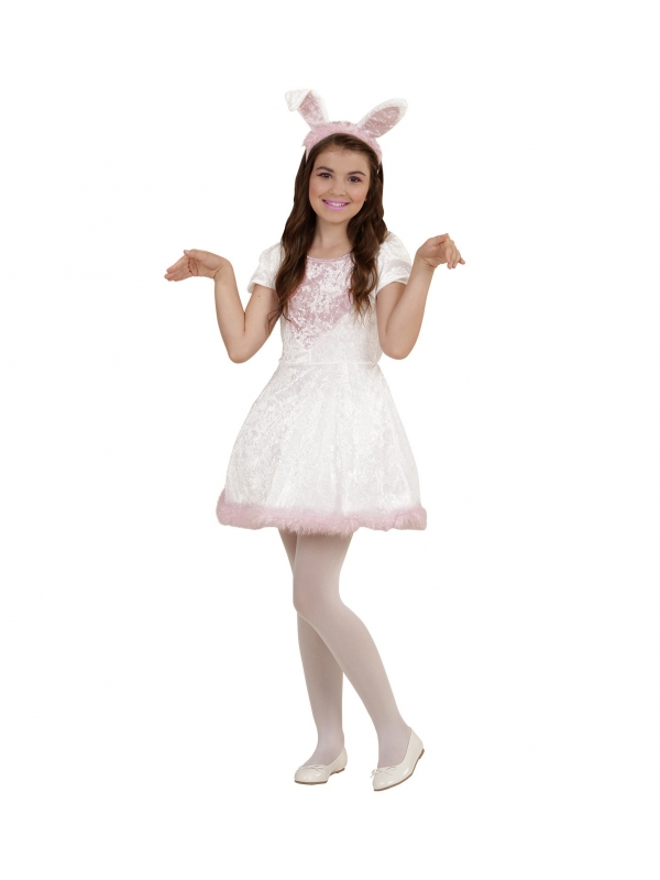 Déguisement lapine blanc (robe avec queue et oreilles)