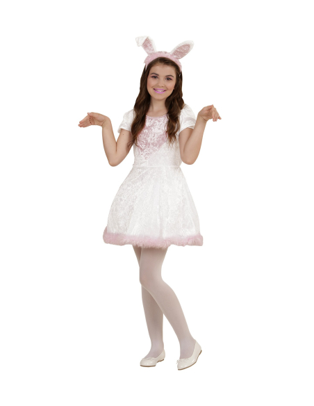 Déguisement lapine blanc (robe avec queue et oreilles)