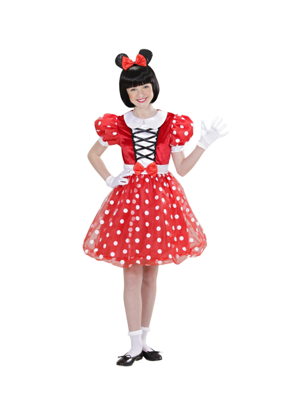 Déguisement Souris fille rouge (robe, oreilles avec nœud) du 1 au 13 ans