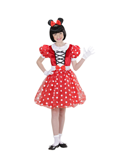 Déguisement Souris fille rouge (robe, oreilles avec nœud) du 1 au 13 ans