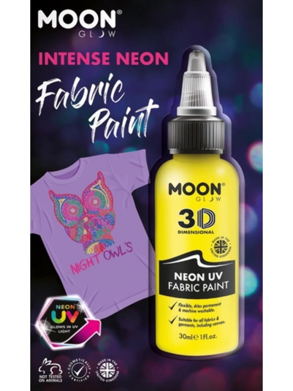 Peinture Tissu Jaune Néon UV 3D 30 ml - Moon Glow