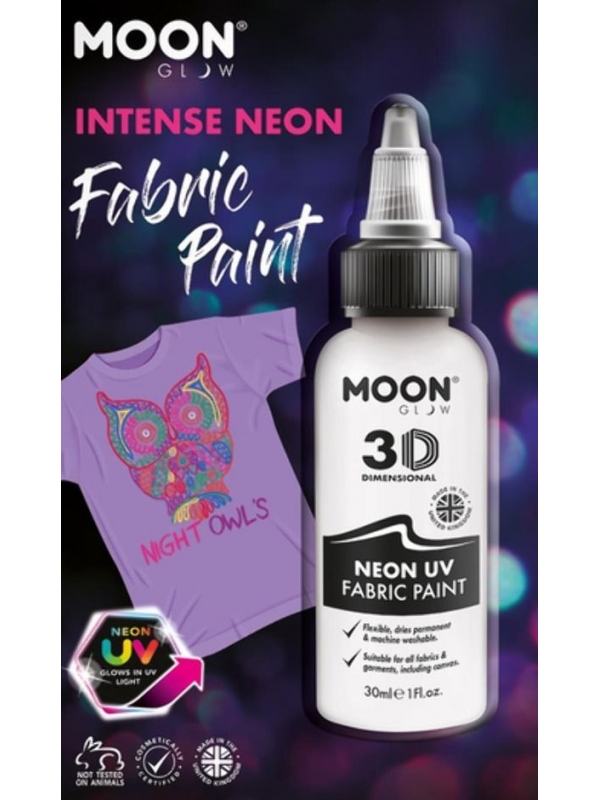 Peinture Tissu Blanc Néon UV 3D 30 ml - Moon Glow