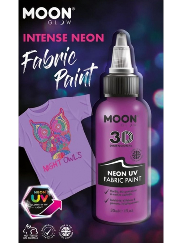 Peinture Tissu Violet Néon UV 3D 30 ml - Moon Glow