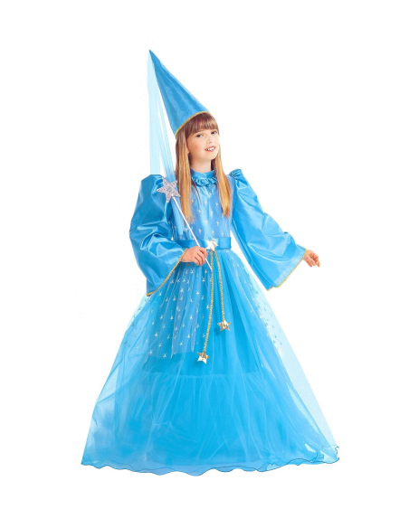Déguisement Fée Magique Fille (Robe avec jupon, ceinture, chapeau avec voiles)