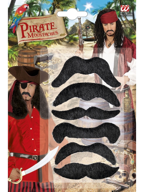 Set de 6 Moustaches Pirate