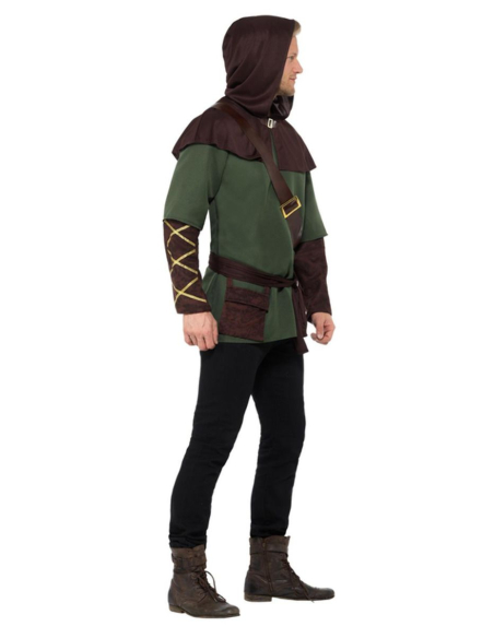 Déguisement de Robin des Bois, Vert et marron, avec tabard, écharpe, ceinture et pèlerine à capuche