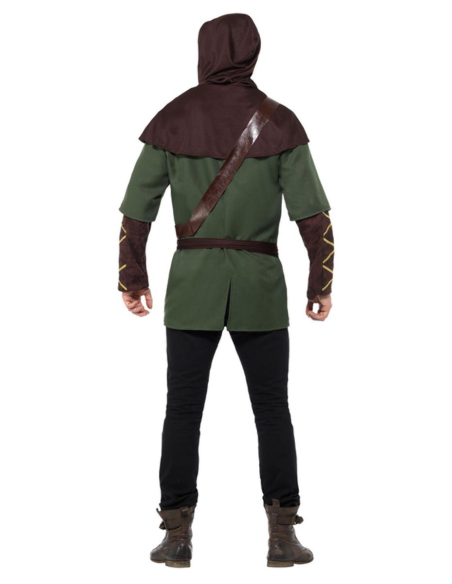 Déguisement de Robin des Bois, Vert et marron, avec tabard, écharpe, ceinture et pèlerine à capuche