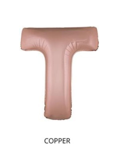 Ballon Aluminium Champagne ou Rose mordoré lettre -T- taille 102 cm 2