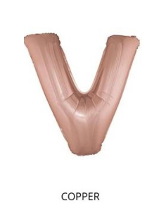 Ballon Aluminium Champagne ou Rose mordoré lettre -V- taille 102cm 2