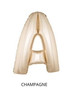 Ballon Aluminium Champagne ou Rose mordoré avec baton lettre -A- taille 41cm