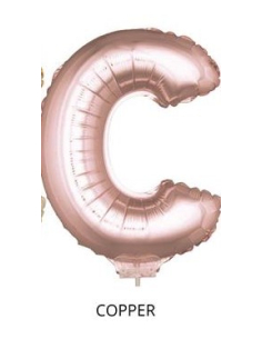 Ballon Aluminium Champagne ou Rose mordoré avec baton lettre -C- taille 41cm 2