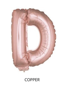 Ballon Aluminium Champagne ou Rose mordoré avec baton lettre -D- taille 41 cm 2