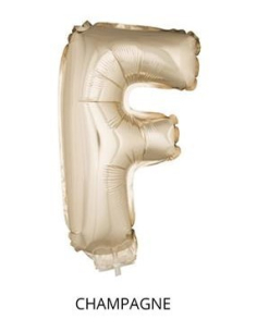 Ballon Aluminium Champagne ou Rose mordoré avec baton lettre -F- taille 41cm