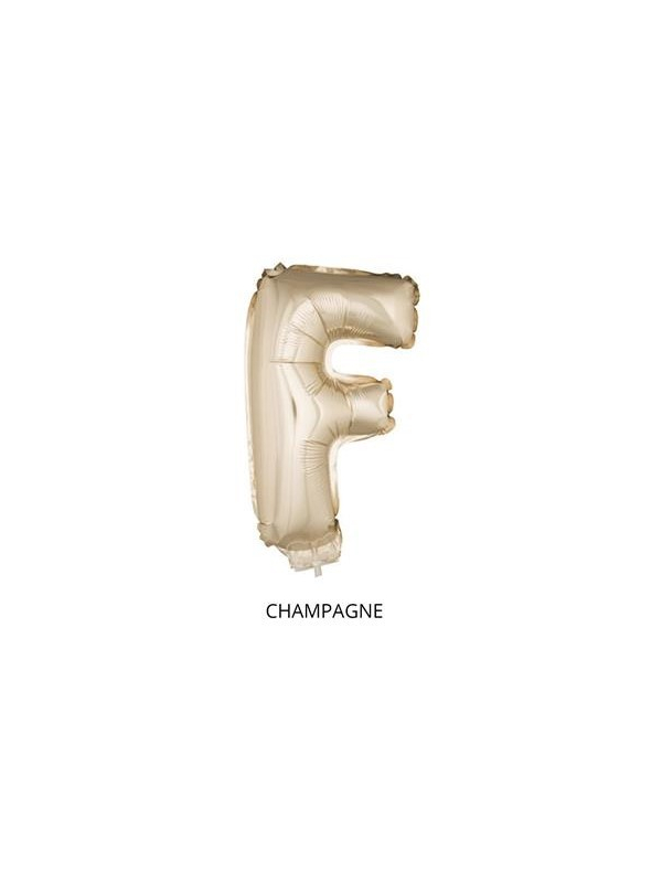 Ballon Aluminium Champagne ou Rose mordoré avec baton lettre -F- taille 41cm