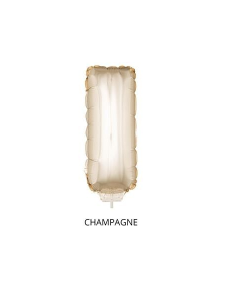 Ballon Aluminium Champagne ou Rose mordoré avec baton lettre -I- taille 41cm