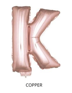 Ballon Aluminium Champagne ou Rose mordoré avec baton lettre -K- taille 41cm 2