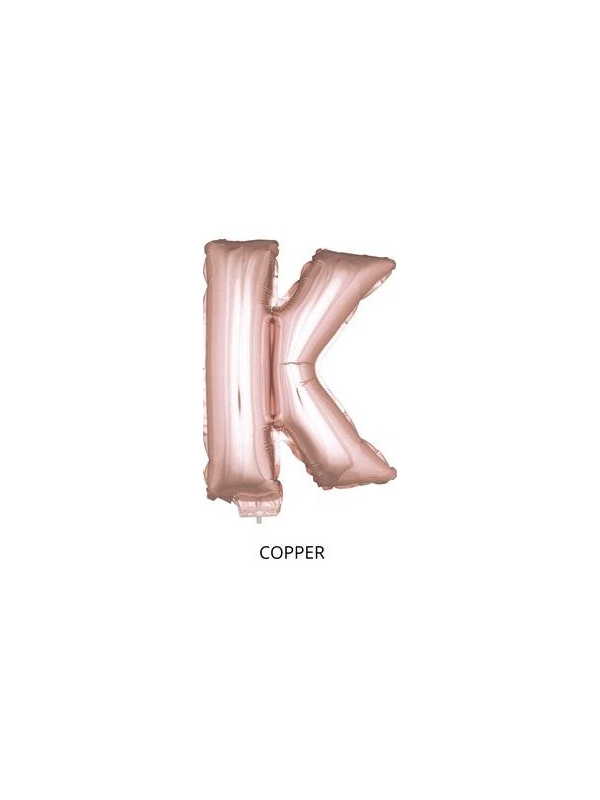 Ballon Aluminium Champagne ou Rose mordoré avec baton lettre -K- taille 41cm