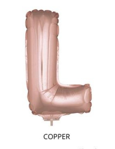 Ballon Aluminium Champagne ou Rose mordoré avec baton lettre -L- taille 41cm 2