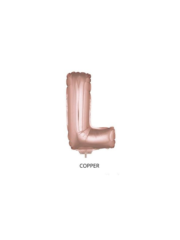 Ballon Aluminium Champagne ou Rose mordoré avec baton lettre -L- taille 41cm