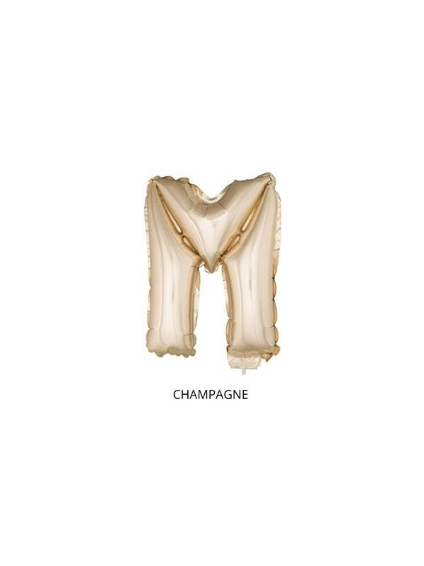 Ballon Aluminium Champagne ou Rose mordoré avec baton lettre -M- taille 41cm