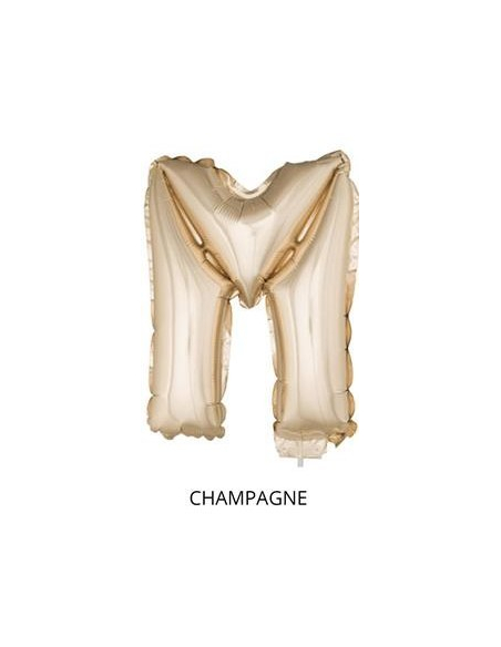 Ballon Aluminium Champagne ou Rose mordoré avec baton lettre -M- taille 41cm