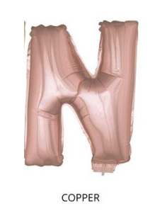 Ballon Aluminium Champagne ou Rose mordoré avec baton lettre -N- taille 41cm 2
