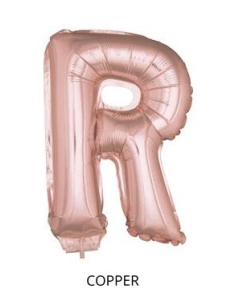 Ballon Aluminium Champagne ou Rose mordoré avec baton lettre -R- taille 41cm 2