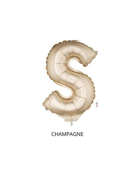 Ballon Aluminium Champagne ou Rose mordoré avec baton lettre -S- taille 41cm