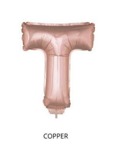 Ballon Aluminium Champagne ou Rose mordoré avec baton lettre -T- taille 41cm 2