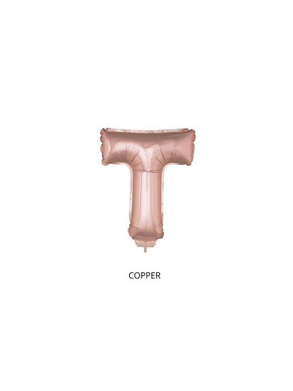 Ballon Aluminium Champagne ou Rose mordoré avec baton lettre -T- taille 41cm