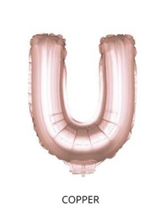 Ballon Aluminium Champagne ou Rose mordoré avec baton lettre -U- taille 41cm 2