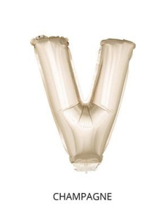 Ballon Aluminium Champagne ou Rose mordoré avec baton lettre -V- taille 41cm