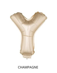 Ballon Aluminium Champagne ou Rose mordoré avec baton lettre -Y- taille 41cm