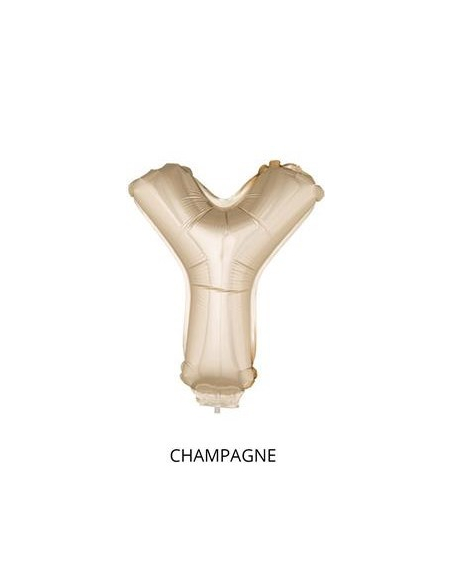 Ballon Aluminium Champagne ou Rose mordoré avec baton lettre -Y- taille 41cm