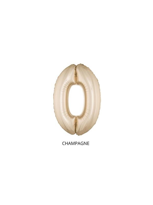 Ballon Aluminium Champagne ou Rose mordoré chiffre -0- taille 102 cm