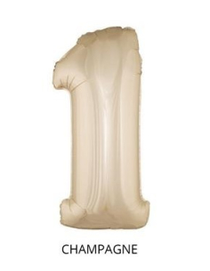 Ballon Aluminium Champagne ou Rose mordoré chiffre -1- taille 102cm 2